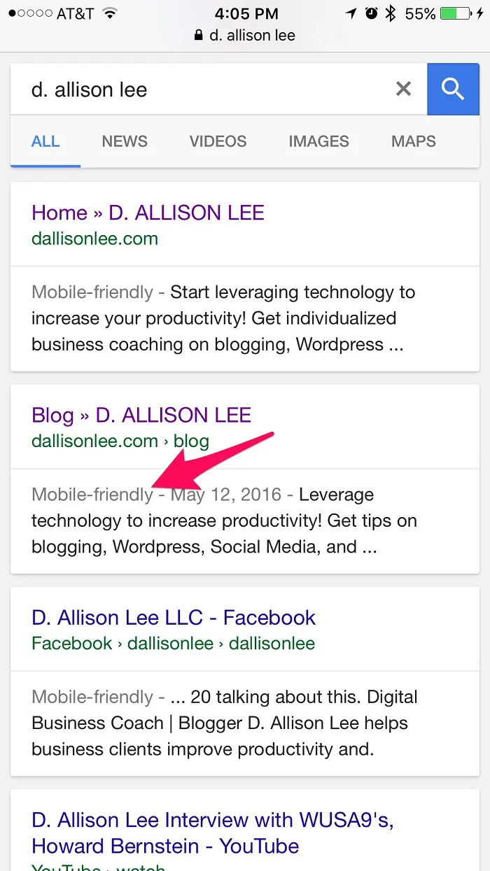 Google tells Internet searchers when a website is mobile-friendly