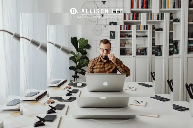 solopreneurs-tech-stack-entrepreneurs-man-working-laptop-drinking-coffee